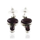 Certified Authentic Handmade Navajo .925 Sterling Silver Natural Sugilite Native American Stud Earrings 27163-2