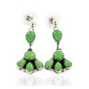 Certified Authentic Handmade Navajo .925 Sterling Silver Dangle Native American Earrings Natural Gaspeite 27163-8