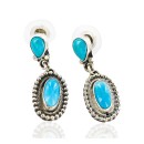 Handmade Navajo .925 Sterling Silver Dangle Native American Earrings Natural Turquoise 27167-2