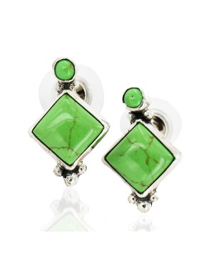 Certified Authentic Handmade Navajo .925 Sterling Silver Stud Native American Earrings Natural Gaspeite 27167-7