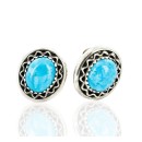 Certified Authentic Handmade Navajo .925 Sterling Silver Stud Native American Earrings Natural Turquoise 27169-2