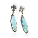 Eagle Handmade Navajo .925 Sterling Silver Dangle Native American Earrings Natural Turquoise 27173