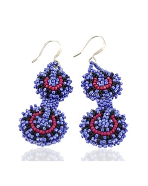 Certified Authentic Handmade Beaded Navajo Native American Dangle Earrings  27179