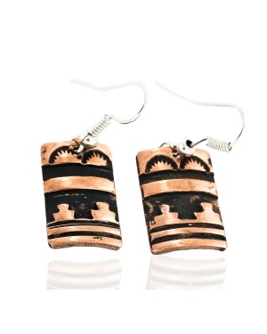 Handmade Certified Authentic Navajo Pure Copper Dangle Native American Earrings 27182-2