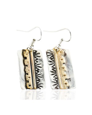 12kt Gold Filled and .925 Sterling Silver Handmade MOUNTAIN Certified Authentic Navajo Dangle Native American Earrings 27185-1