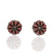 Handmade Certified Authentic Petit Point Flower Zuni .925 Sterling Silver Coral Native American Stud Earrings 27214-1