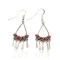 Handmade Zuni .925 Sterling Silver Coral Native American Dangle Earrings 27214-4