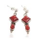 Certified Authentic Handmade Navajo .925 Sterling Silver Coral Native American Dangle Earrings 27216-3