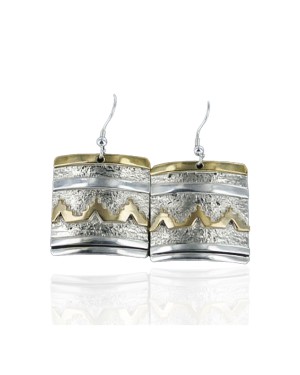 12kt Gold Filled .925 Sterling Silver Handmade MOUNTAIN Certified Authentic Navajo Native American Earrings 370953810715