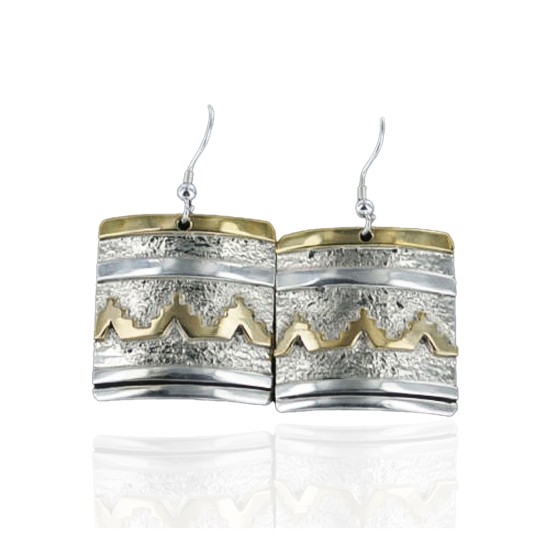 12kt Gold Filled .925 Sterling Silver Handmade MOUNTAIN Certified Authentic Navajo Native American Earrings 370953810715