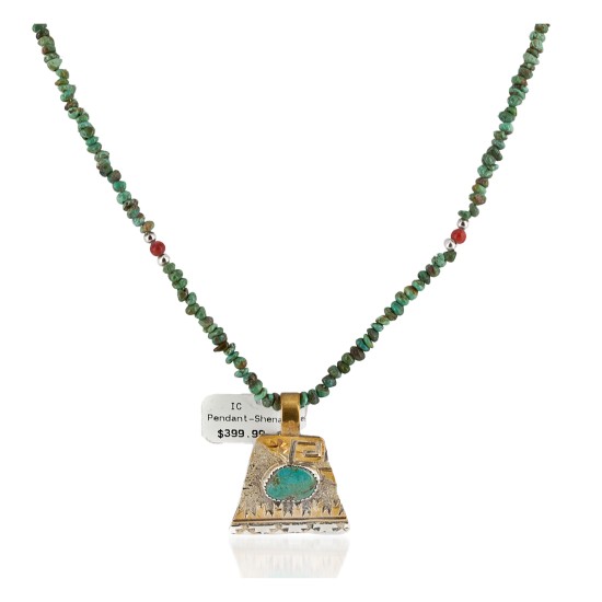 12kt Gold Filled .925 Sterling Silver Handmade Certified Authentic Navajo Natural Turquoise Coral Native American Necklace 740100-90-1570 12kt Gold Filled .925 Sterling Silver Handmade Certified Authentic Navajo Natural Turquoise Coral Native American Necklace 740100-90-1570