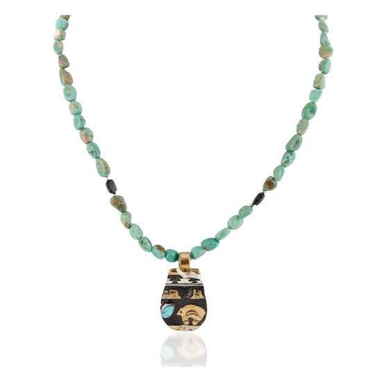 12kt Gold Filled .925 Sterling Silver Bear Handmade Certified Authentic Navajo Turquoise Black Onyx Native American Necklace 740101-3-17019-1 12kt Gold Filled .925 Sterling Silver Bear Handmade Certified Authentic Navajo Turquoise Black Onyx Native American Necklace 740101-3-17019-1