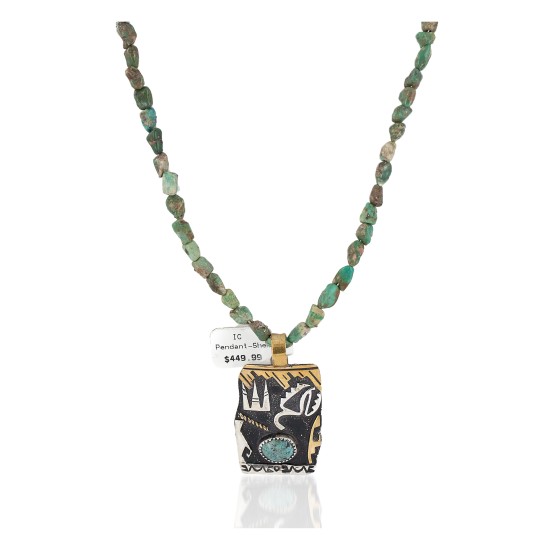 12kt Gold Filled .925 Sterling Silver Buffalo Handmade Certified Authentic Navajo Turquoise Native American Necklace 740102-78-790102 12kt Gold Filled .925 Sterling Silver Buffalo Handmade Certified Authentic Navajo Turquoise Native American Necklace 740102-78-790102