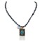 12kt Gold Filled and .925 Sterling Silver Handmade Certified Authentic Navajo Natural Blue Diamond Turquoise and Snowflake Obsidian Native American Necklace 740103-25-10225