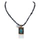 12kt Gold Filled and .925 Sterling Silver Handmade Certified Authentic Navajo Natural Blue Diamond Turquoise and Snowflake Obsidian Native American Necklace 740103-25-10225