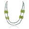 2 Strand .925 Sterling Silver Certified Authentic Navajo Composite Gaspeite Natural Green Agate Native American Necklace 750136-91