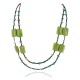 2 Strand .925 Sterling Silver Certified Authentic Navajo Composite Gaspeite Natural Green Agate Native American Necklace 750136-91