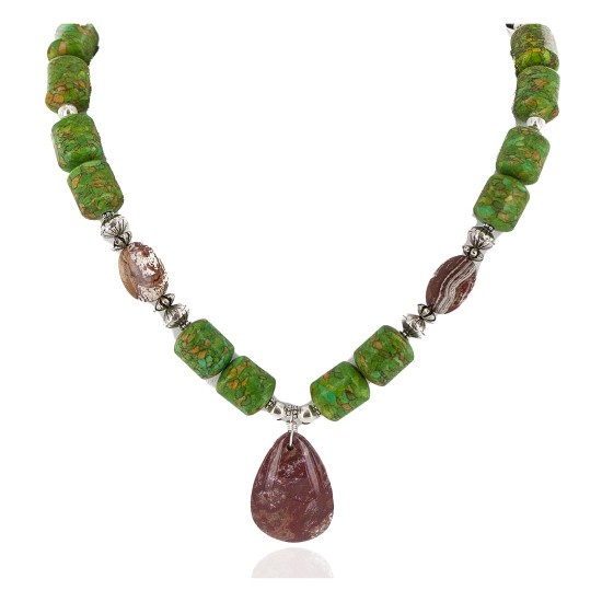 Certified Authentic Navajo .925 Sterling Silver Agate Heishi Native American Necklace  750199-1