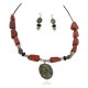 .925 Sterling Silver Hooks Certified Authentic Navajo Natural Turquoise Red Jasper Black Onyx Native American Set 750208-2-18251-3
