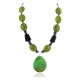 .925 Sterling Silver Certified Authentic Navajo Natural Hematite Black Onyx Gaspeite Native American Necklace 750230-5