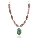 .925 Sterling Silver Certified Authentic Navajo Natural Turquoise Jasper Charoite Native American Necklace 750237-7