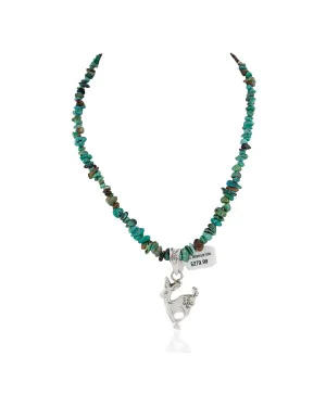 Deer .925 Sterling Silver Handmade Navajo Natural Turquoise Native American Necklace 94009-2-1606-1