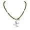 .925 Sterling Silver Hummingbird Handmade Certified Authentic Navajo Natural Jade and Hematite Native American Necklace 94009-4-16076-3