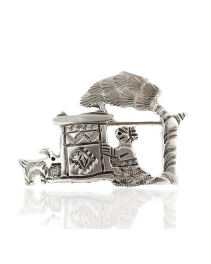 Certified Authentic Storyteller Navajo .925 Sterling Silver Native American Pin 94014-2