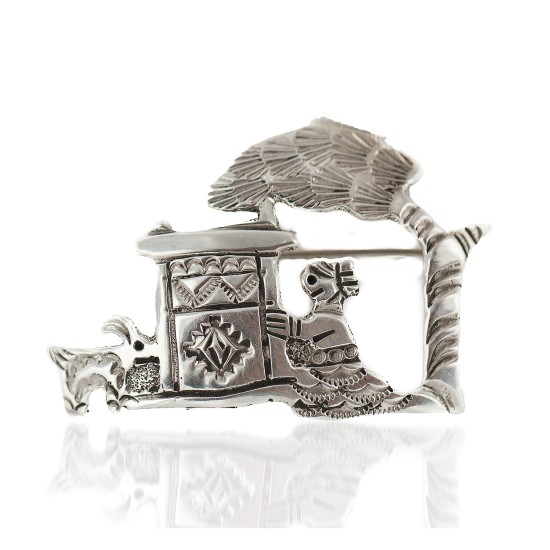 Certified Authentic Storyteller Navajo .925 Sterling Silver Native American Pin 94014-2