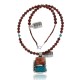 Handmade Certified Authentic Navajo .925 Sterling Silver Natural Turquoise, Spiny Oyster and Red Jasper Native American Necklace and Pendant 370829502794