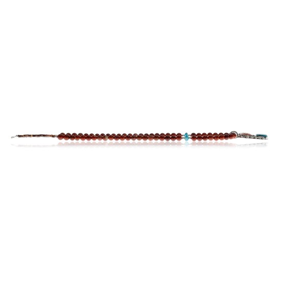 Handmade Certified Authentic Navajo .925 Sterling Silver Natural Turquoise, Spiny Oyster and Red Jasper Native American Necklace and Pendant 370829502794