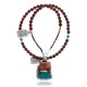 Handmade Certified Authentic Navajo .925 Sterling Silver Natural Turquoise, Spiny Oyster and Red Jasper Native American Necklace and Pendant 370829502794