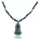 Handmade Navajo .925 Sterling Silver Lapis and Natural Turquoise Native American Necklace and Pendant 370962345411