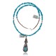 Long Handmade Certified Authentic Navajo .925 Sterling Silver Natural Quartz, Spiny Oyster and Turquoise Native American Necklace and Pendant 371035001948