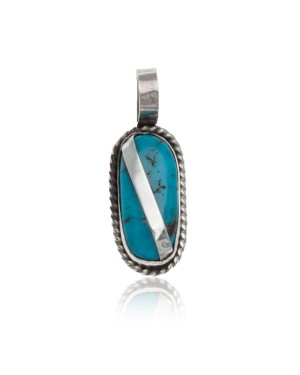 Handmade Certified Authentic Navajo .925 Sterling Silver Natural Turquoise Native American Pendant 12674-100