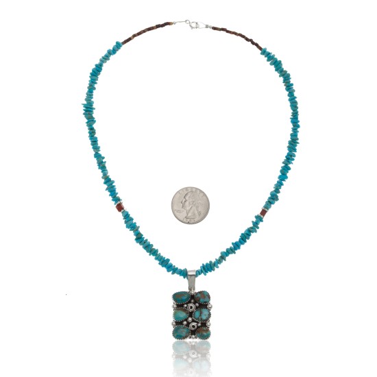 Handmade Multi Stone Certified Authentic Navajo .925 Sterling Silver Natural Turquoise and Jasper Native American Necklace & Pendant 390687063003