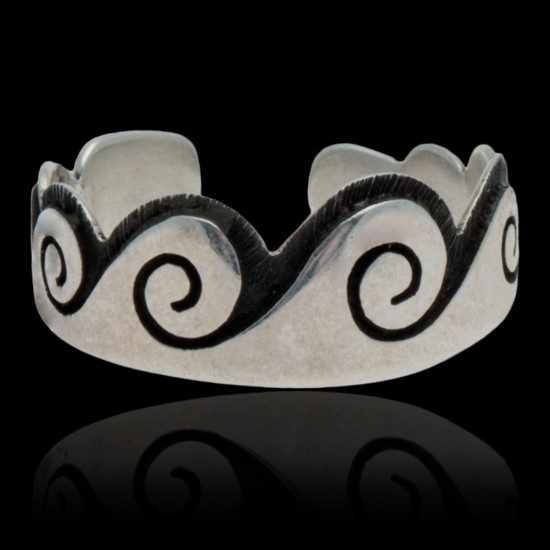 Water Wave .925 Sterling Silver Certified Authentic Hopi Native American Handmade Toe Ring 13234-2