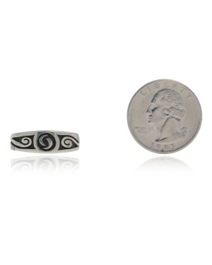 Water Wave .925 Sterling Silver Certified Authentic Hopi Native American Handmade Toe Ring 13235-2