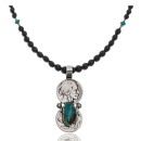 Vintage Style Old Buffalo Coin Certified Authentic Navajo .925 Sterling Silver Genuine Turquoise and Smokey Quartz Native American Necklace and Pendant 370983525279