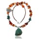 Large Certified Authentic Navajo Native .925 Sterling Silver Turquoise and Carnelian Native American Necklace 370812723044