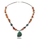 Large Navajo Native .925 Sterling Silver Turquoise and Carnelian Native American Necklace 370812723044