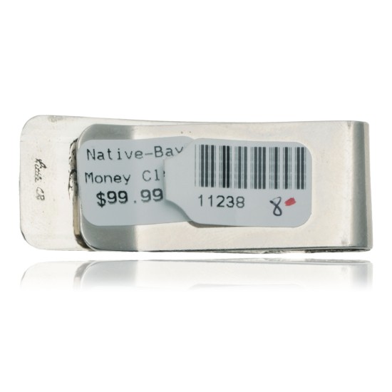 Handmade Sun Certified Authentic Navajo Nickel and .925 Sterling Silver Natural Turquoise Native American Money Clip 11238-8