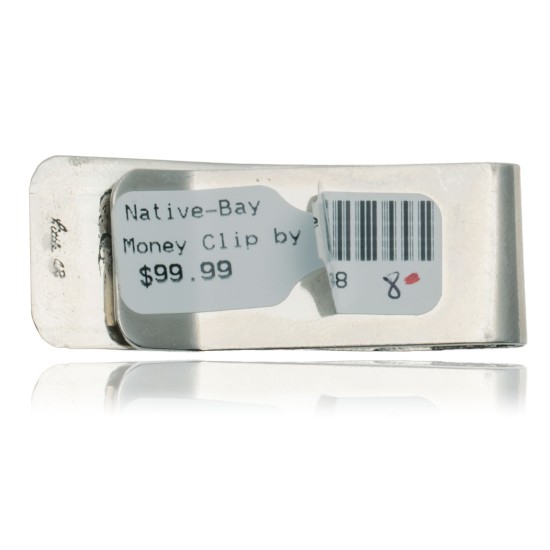 Handmade Sun Certified Authentic Navajo Nickel and .925 Sterling Silver Natural Turquoise Native American Money Clip 11238-8