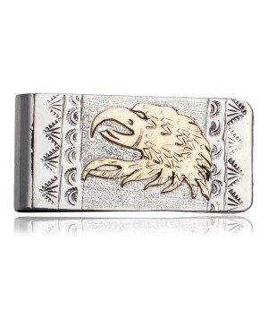 Eagle 12kt Gold Filled and .925 Sterling Silver Certified Authentic Handmade Navajo Native American Money Clip 11241-2