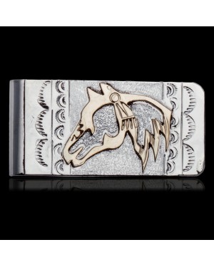 12kt Gold Filled and .925 Sterling Silver Horse Head Handmade Certified Authentic Navajo Native American Money Clip 11252