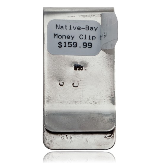 12kt Gold Filled and .925 Sterling Silver Bear Paw Handmade Certified Authentic Navajo Native American Money Clip 11256