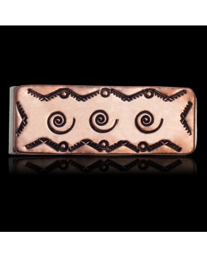 Swirl and Mountain Navajo Certified Authentic Handmade Pure Copper and Nickel Native American Money Clip 11267-5