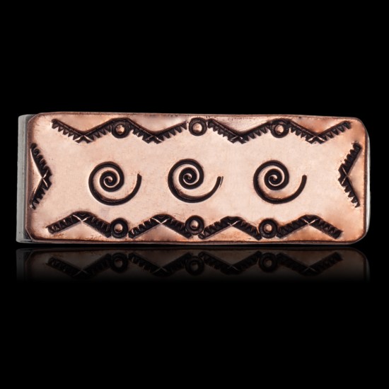 Swirl and Mountain Navajo Certified Authentic Handmade Pure Copper and Nickel Native American Money Clip 11267-5