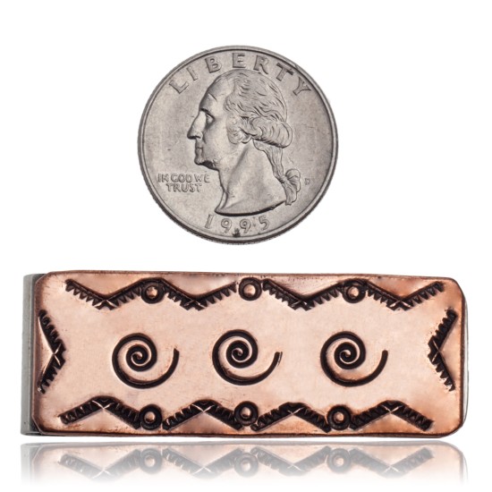 Swirl and Mountain Navajo Certified Authentic Handmade Pure Copper and Nickel Native American Money Clip 11267-5
