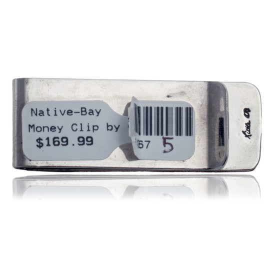 Swirl and Mountain Navajo Certified Authentic Handmade Pure Copper and Nickel Native American Money Clip 11267-5